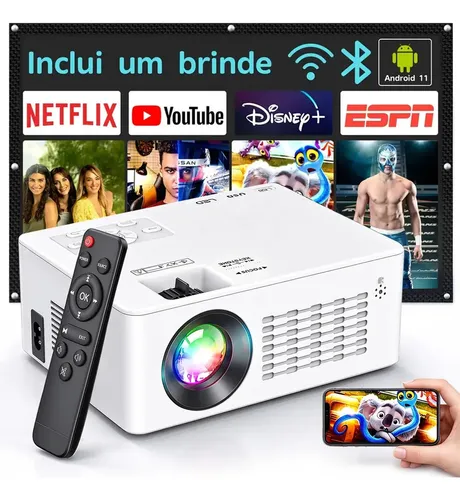Projetor Profissional Android 4k Portátil 5g Wifi Full Hd