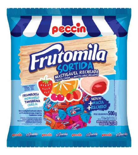 Bala Recheada Frutomila Sabores Sortido 500g - Peccin