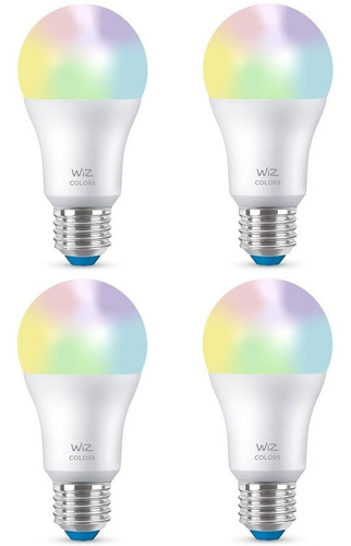 Imagen 1 de 7 de 4x Lampara Led Bulb Wiz A60 Wifi Color 9w E27