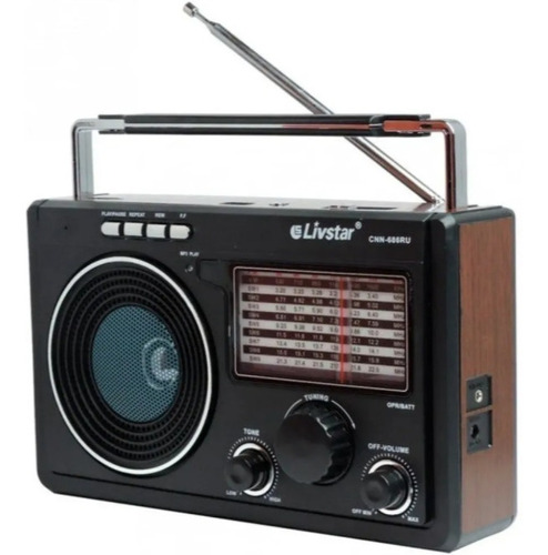 Radio Portátil Retro Am Fm Sw Usb Sd Livstar Cnn686ru