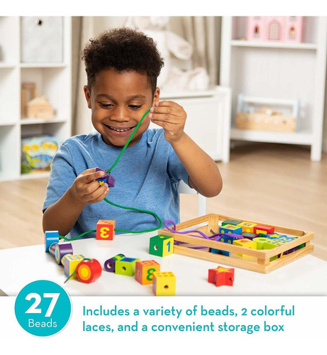 Melissa & Doug Perlas Cordón De Madera En Una Caja (juguetes