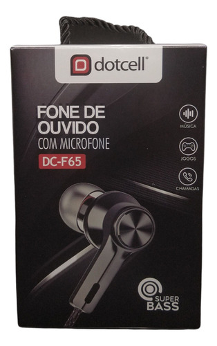 Fone De Ouvido Preto Para Celular Dotcell Dc-f65