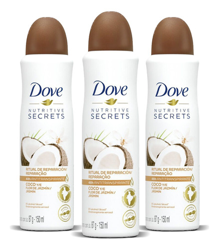 Kit Dove Coco Desodorante X 3 Unidades
