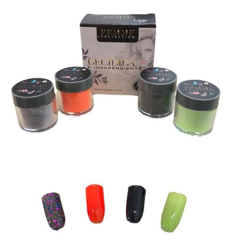 Mc Nails Acrílicos Femme Collections 4 Colores * 7g C/u Color Decidida E Independiente