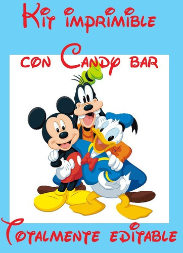 Kit Imprimible + Candy Bar Mickey Mouse  Editable 