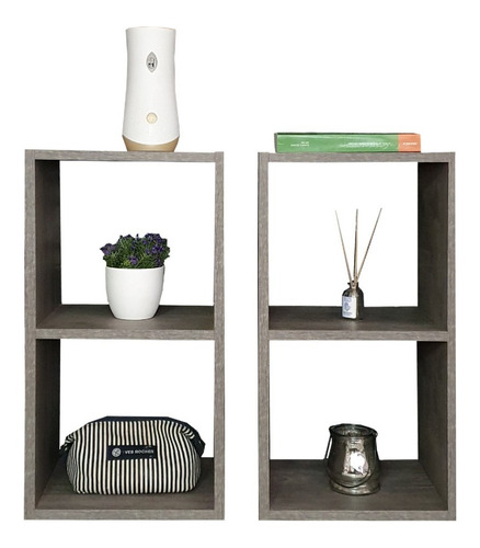Cubos Estantería Librero Organizador Multiusos 2 Niveles Color Gris Lombardia