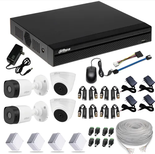 comprar Kit Dahua 5mp Dvr 4 Ch + 4 Camaras De Seguridad Para Cctv 
