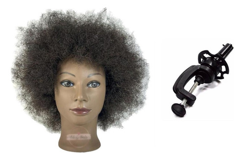 Manequim Para Treino Profissional Cabelo Afro Cor Castanho