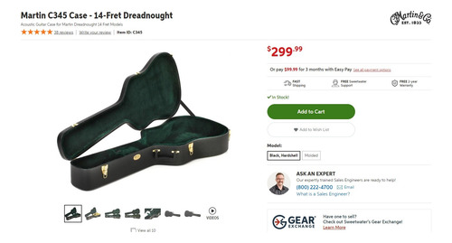 Hard Case Guitarra Martin C345 Dreadnought Acústica (Usado)