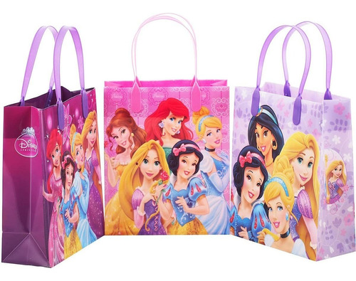 Princess Disney 12 Bolsas Reutilizables De Plástico Medianas