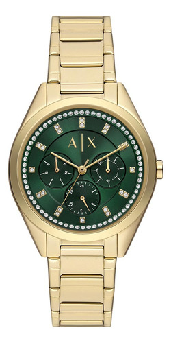 Reloj Mujer Armani Exchange Lady Giacomo Acero Inoxidable Color de la correa Dorado Color del bisel Dorado Color del fondo Verde