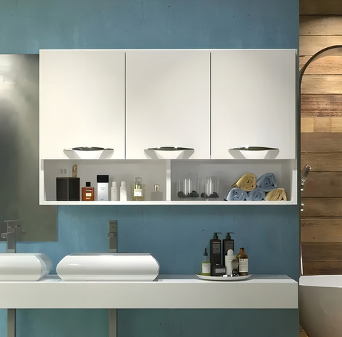 Mueble de cocina con 2 mostradores de pared con separadores, 1,50 m, color blanco