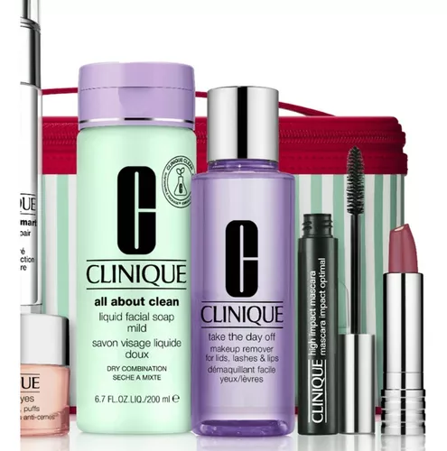 Set Clinique 7 Productos Facial Y Maquillaje + Maletín