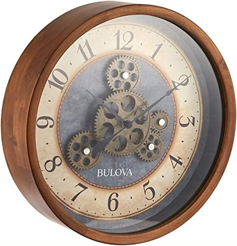 Bulova C4835 Reloj De Pared Gears In Motion, 12,8, Marró [u]