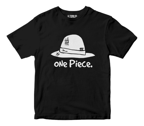 Playera N Anime One Piece Luffy Sombrero Letras Blancas