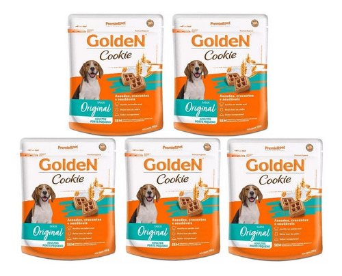 Kit 5un Biscoito Para Cães Adultos Porte Pequeno 350g Golden