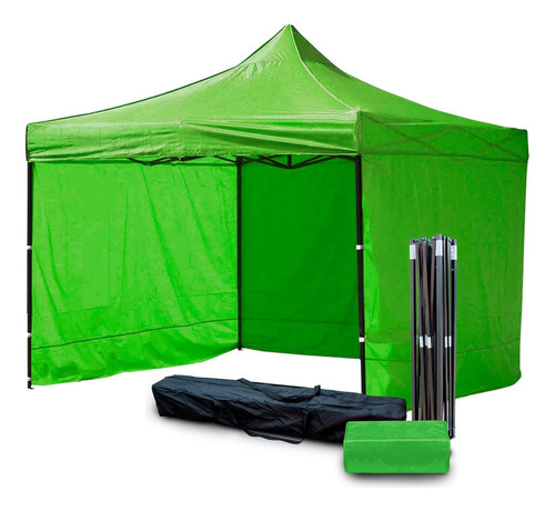 Toldo Carpa Con Pared Impermeable Plegable Acero 3x3 M Color Verde