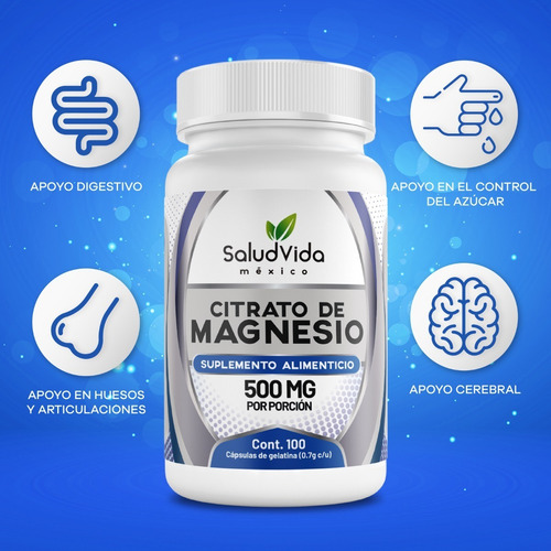 Imagen 3 de 3 de Citrato De Magnesio 500mg 100 Capsulas