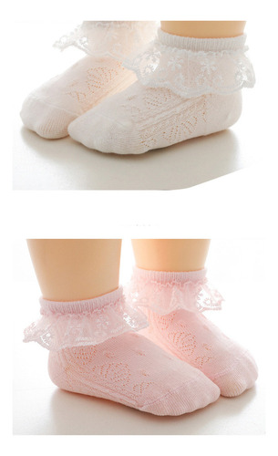 5 Pares De Calcetines De Algodón Con Volantes Y Encaje Hasta