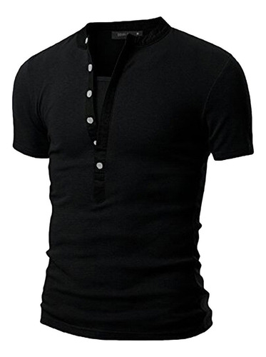 Blusa Hombre Verano Casual Cuello En V Camiseta Con Botones