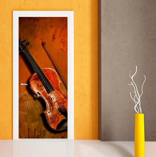 Vinilo Para Puerta Violin Musica Instrumento M8