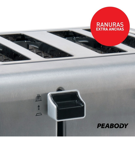 Imagen 5 de 10 de Tostadora 4 Panes Acero Inox Smartchef Peabody T8520 Full