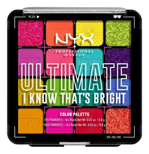 Nyx Ultimate Paleta De Sombras Uspr04 I Know That's Brights 