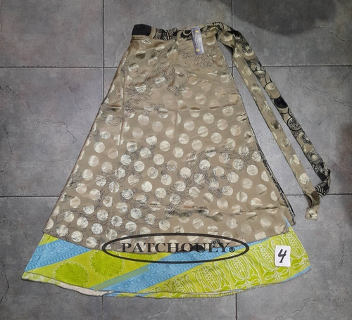 Imagen 4 de 9 de Pollera Larga Mil Formas Seda Hindú Estampada Doble Capa