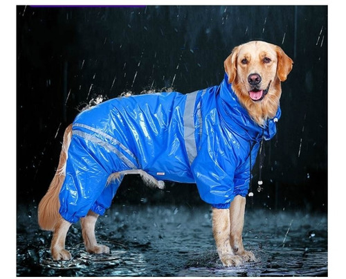 Capa Chuva Capuz Acessórios Reflexiva Pet Azul
