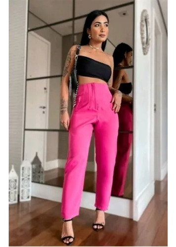 Calça Feminina Social Alfaiataria Cintura Alta Moda Zra