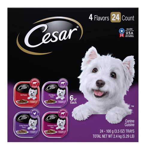 Imagen 1 de 4 de Alimento Para Perro Cesar Classics 4 Sabores 24ct Americano