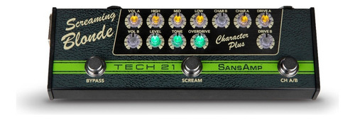 Pedal de preamplificador Screaming Blonde Sansamp Tech 21 Fender Style, color verde
