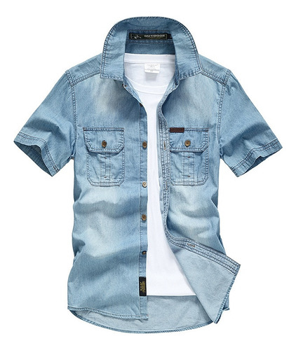 Camisa Vaquera De Algodón Para Hombre, Camisa Casual De Mang