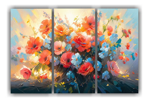 150x100cm Obra Abstracta: Flores Arcoíris En Lienzo Estilo 
