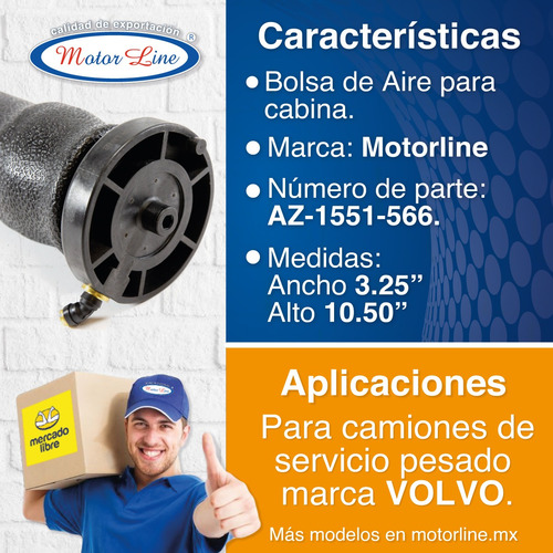 Imagen 2 de 10 de Bolsa De Aire Para Cabina Volvo Az 1551-566