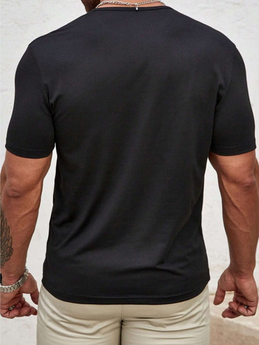 N Playera Henley Casual Manga Corta Con Botones Para Hombre