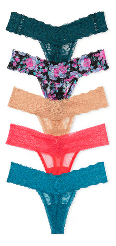 Victorias Secret Pack 5 Tangas De Encaje Varios Colores