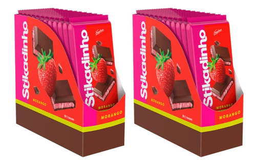 Kit C/2 Displays Chocolate Stikadinho Morango 70g C/ 12 Unds