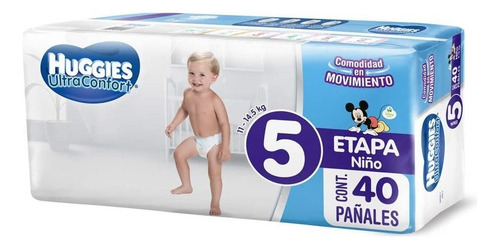 Huggies Ultraconfort Etapa 5 Pañales Desechables Niño 40 Pz Género Niños Talla Grande (g)