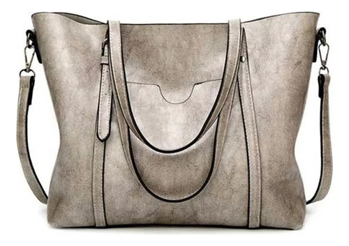 Bolso De Piel Engrasada Nueva Moda Europea Gris