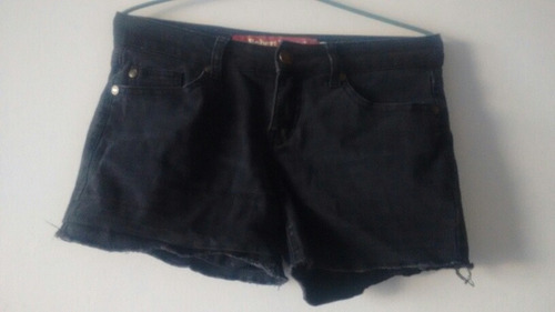 Short Jeans Deshilachado Negro Elasticado Mujer Talla 36-38