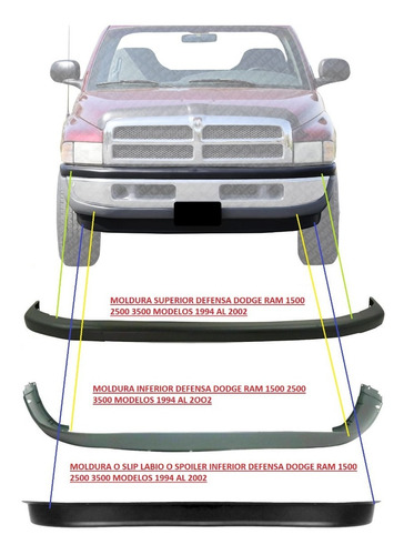 Moldura Inferior Defensa Dodge Ram Pick Up 1994 A 2002