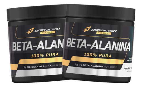 Kit 2x Beta Alanina 150g Pura 2000mg/dose Bodyaction Sabor Natural