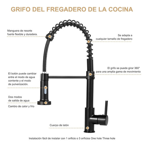Grifo De Fregadero Con Resorte, Grifo De Cocina Con Rociador