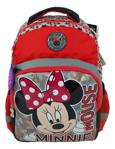 Morral Premium Minnie Mouse Fondo Rojo & Gris Diseño de la tela Multicolor