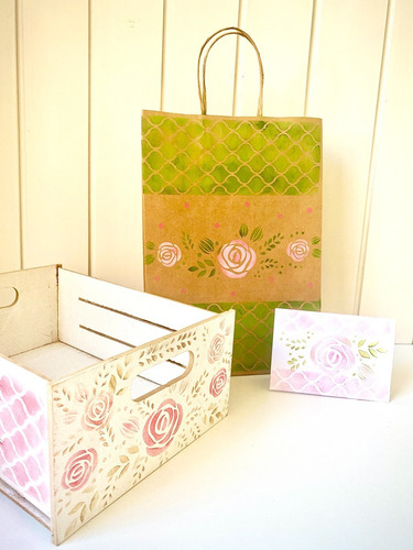 Imagen 5 de 5 de Stencil Laura Craft Set Rosas Modernas