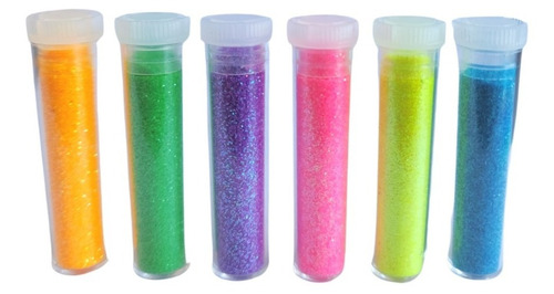 Glitter Fluor X 6 Colores Bodypaint Uñas Resinas Maquillaje