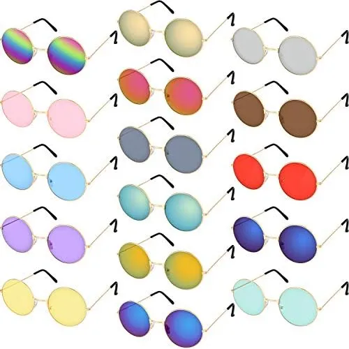 16 Pares De Gafas Redondas Hippie Coloridas Gafas Retro Hip