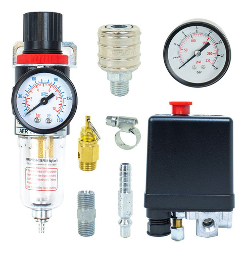 Kit Pressostato Com Filtro Eliminador Água E Acessórios 1/4