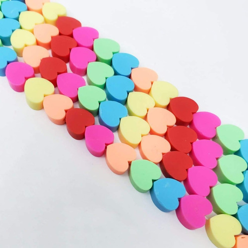 Separador Fimo Corazón Multicolor 10mm Para Bisuteria 1 Hilo